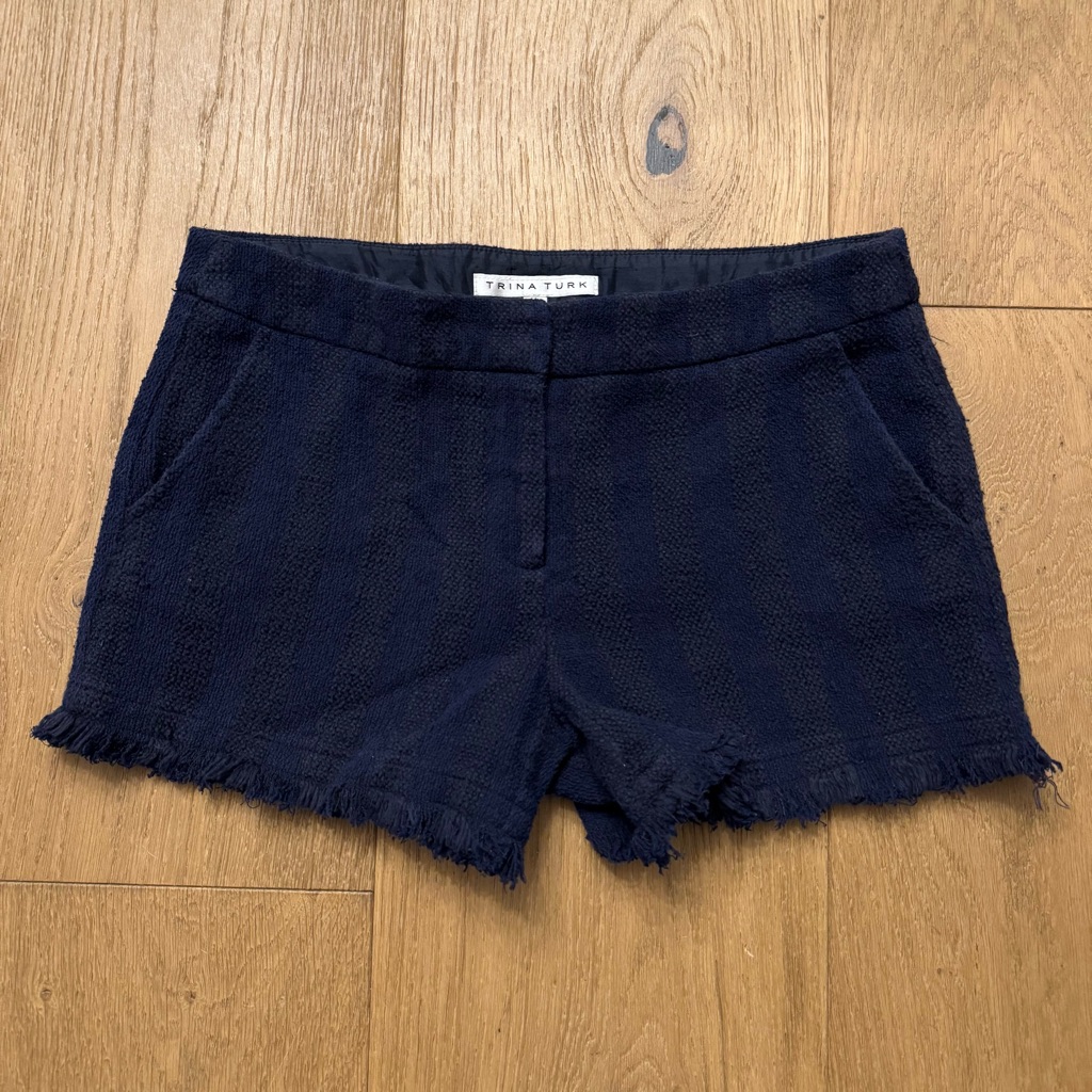 Trina Turk Striped Mixed Texture Fringe Shorts